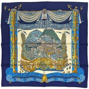 HERMES Blue Silk Scarf